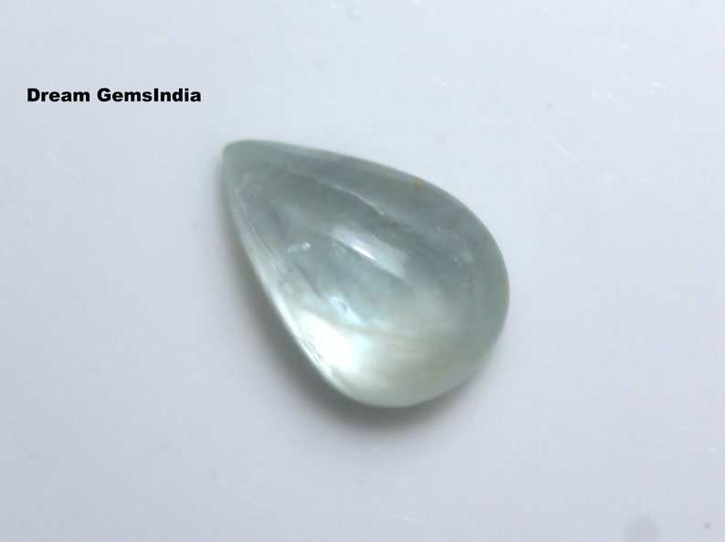 March Birthstone 8.60 CRTs Natural Beautiful Luster AQUAMARINE CABOCHON Blue Aquamarine Pear Make Jewelry Loose Aquamarine Polished stone