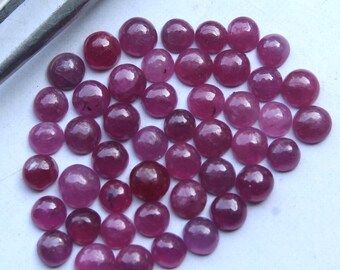 44PCs Wholesale Price Genuine Ruby Cabochon Jewelry Stone/Stunning Red Ruby Polished Stones/3-4.5MM Ruby Round Cabochon/Round Ruby Gemstone