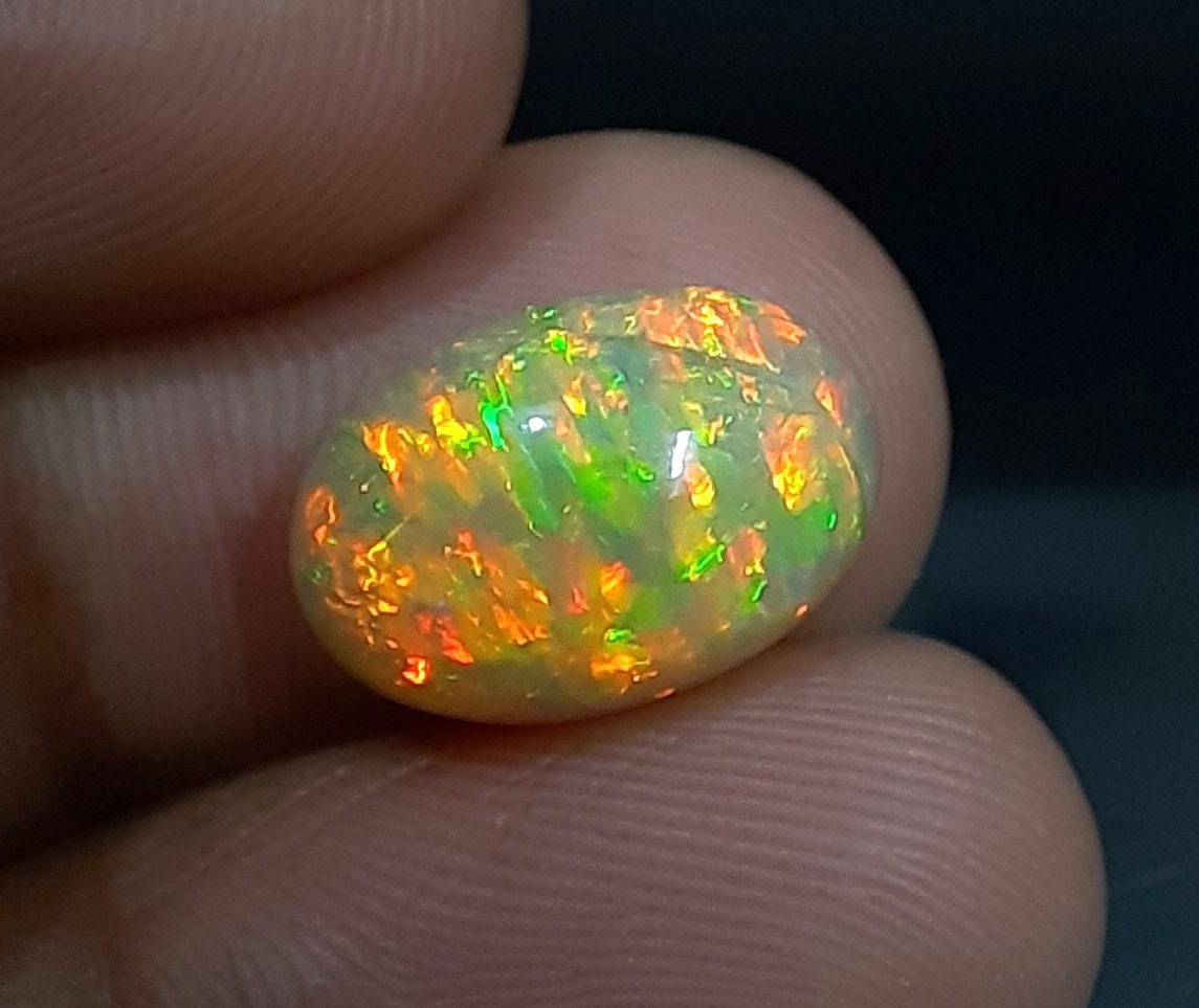 Blue Natural 11.29 Carat Opal Stone, Ethiopian Welo Cabochon Opal Gemstone,  Oval Shape Loose Cab Opal Gem for Making Jewelry, AAA Grade Opal 