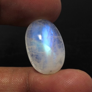 Stunning Natural Rainbow Moonstone Cabochon Stone, 13.5x20.5mm Blue Fire Moonstone Polished GEMS, Oval Jewelry Loose Moonstone Pendant Stone