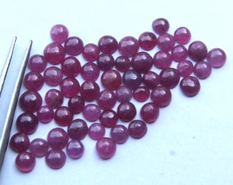 55 Pieces Lot Gorgeous Ruby Cabochon GEMS/Natural Ruby Polished Stone/Size 3.5-5MM Round Cabochon/Round Polish Jewelry Loose Ruby Gemstones
