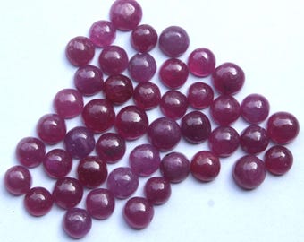 Gorgeous Ruby Cabochon Stone/25PCs Lot Natural Red Ruby Jewelry Stones/4.5-5.5MM Ruby Round Polish Gemstone/Loose Ruby Round Cabochon GEMS