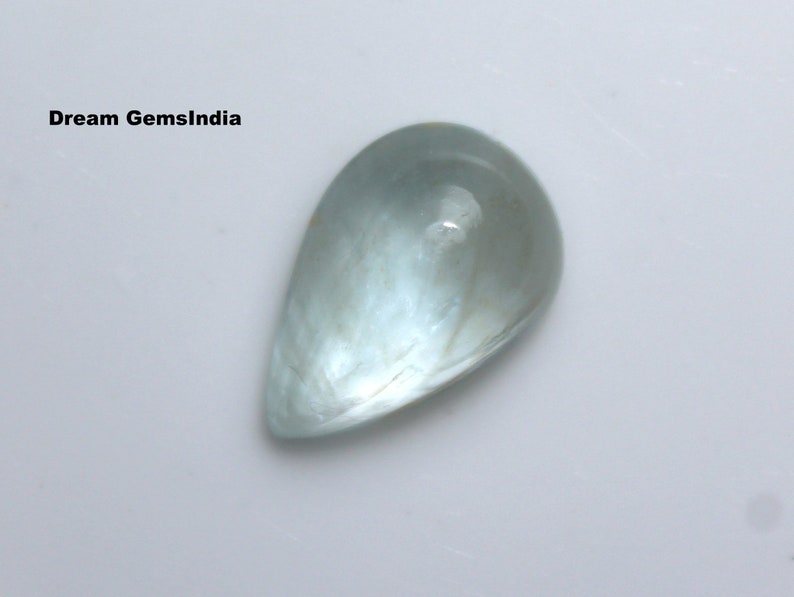 March Birthstone 8.60 CRTs Natural Beautiful Luster AQUAMARINE CABOCHON Blue Aquamarine Pear Make Jewelry Loose Aquamarine Polished stone