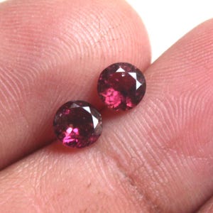 Pink Tourmaline Gemstone Pair: 5.5mm Round Faceted, African Origin