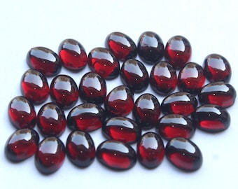 5ピース 天然ガーネット カボション ロット 3 x 5 mm - 4 x 6 mm 100個