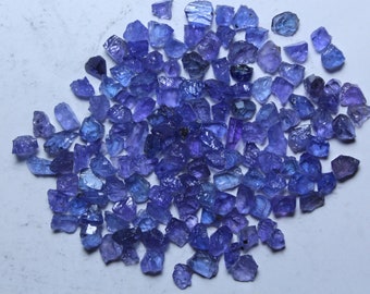 50 Pieces Lot Natural Tanzanite Rough Stones: Genuine Blue Crystal (4-6mm)