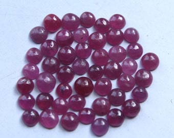 50 Pieces Lot Untreated Ruby Cabochon Stone/Beautiful Red Ruby Polished GEMS/3-4MM Round Cabochon Ruby GEM/Making Jewelry Ruby Gemstone