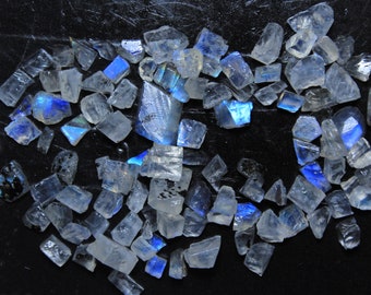 20 Rainbow Moonstone Rough Stones: Raw Gemstone Nuggets (6-8mm)