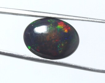 4.90CRT wonderful Rainbow Fire Opal Cabochon, Natural Black Opal Jewelry Stone, 11.2x15.2mm Oval Cabochon Opal, Loose Welo Opal Gemstone