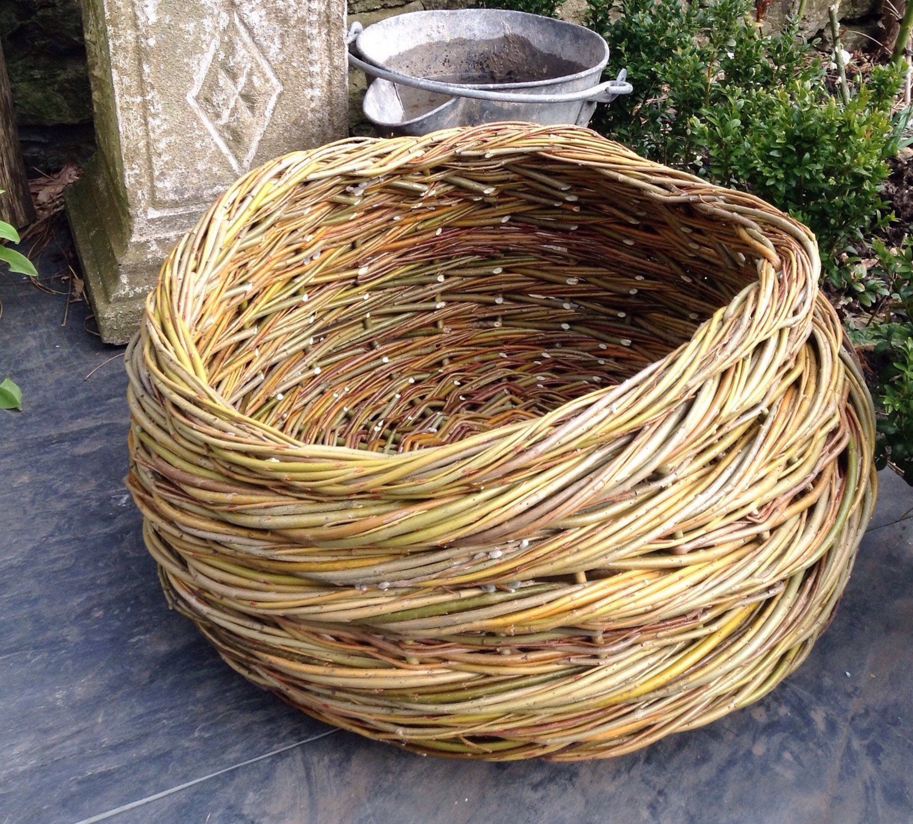 Large Rope Weave Willow Log Basket in Semigreen Willow. Etsy UK