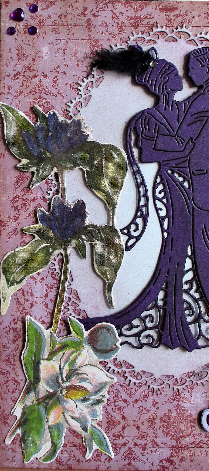 Alternative romantic couple purple silhouette card