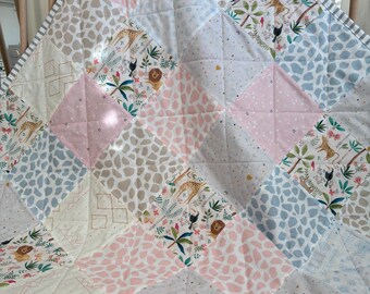 Baby Girl Cot Patchwork Quilt Jungle Print