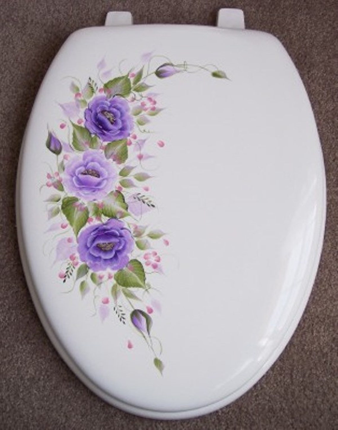 Hand Painted Roses Toilet Seat/purple/lavender/white ELONGATED Etsy