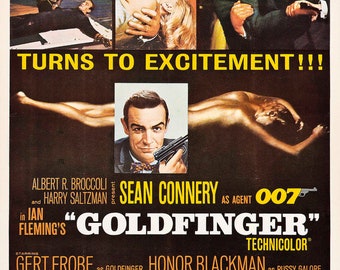 Printable James Bond Goldfinger 1964 ver 1 & 2, 2 Vintage Posters