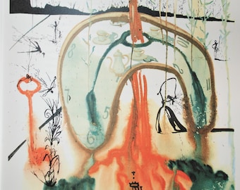 Print, Printable Salvador Dali&#39;s Mad Tea Party of Alice in Wonderland, 1969 Lithograph