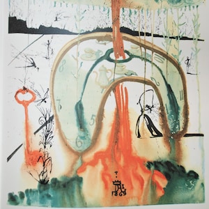 Print, Printable Salvador Dali&#39;s Mad Tea Party of Alice in Wonderland, 1969 Lithograph