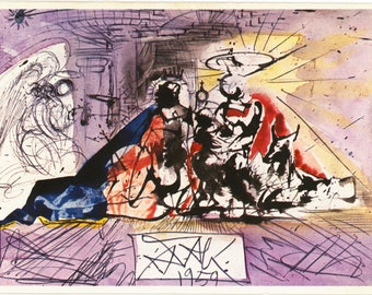 Print, Printable Salvador Dali's 1959 "The Nativity" Christmas Card for Hallmark