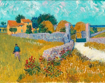 Print, Vincent van Gogh's Farmhouse in Provence Printable 1888 Painting