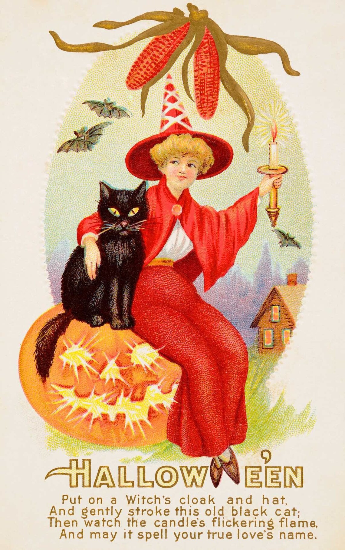 Printable Vintage Halloween Card Circa 1910 | Etsy