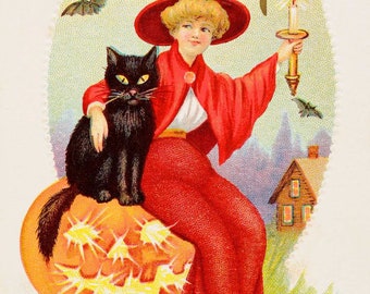 Printable Vintage Halloween Card circa 1910