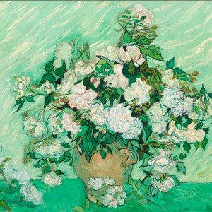Afdrukken, Vincent van Gogh rozen afdrukbare 1890 schilderij