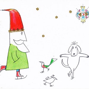 Imprimir, imprimir la segunda tarjeta de Navidad de 1952 de Saul Steinberg para Hallmark