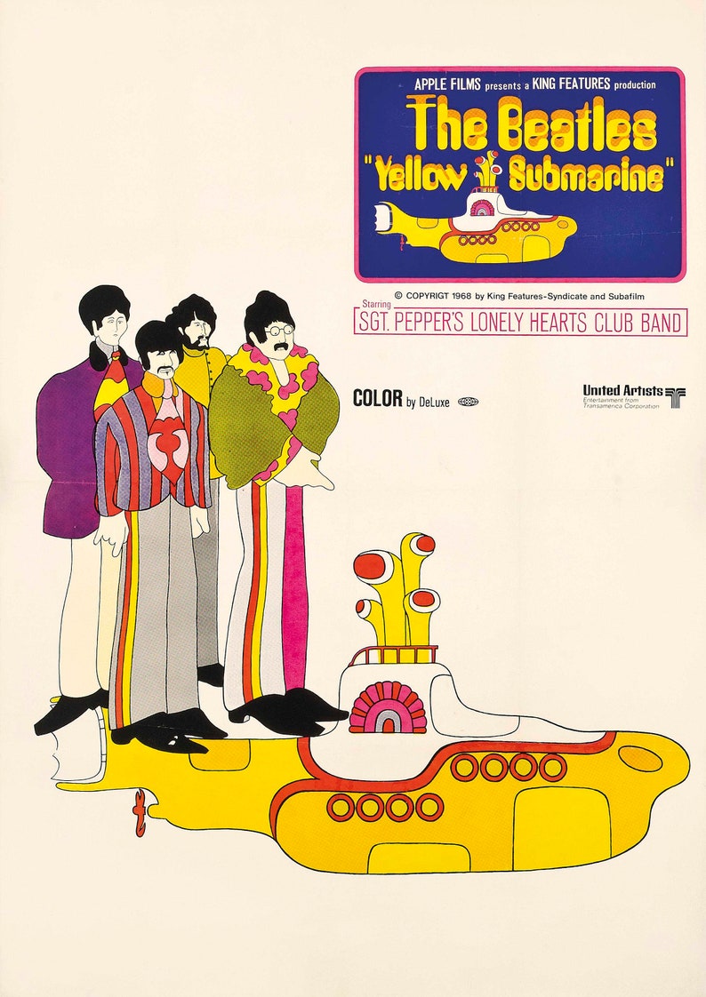 Printable the Beatles Yellow Submarine 1968 Vintage Poster - Etsy
