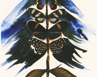 Print, Printable Salvador Dali's 1959 "Christmas Tree of Butterflies" Christmas Card for Hallmark