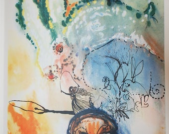 Print, Printable Salvador Dali&#39;s Down The Rabbit Hole of Alice in Wonderland, 1969 Lithograph