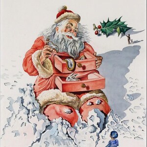 Print, Printable Salvador Dali&#39;s 1948 &quot;Santa With Drawers&quot; Christmas Card for Hallmark