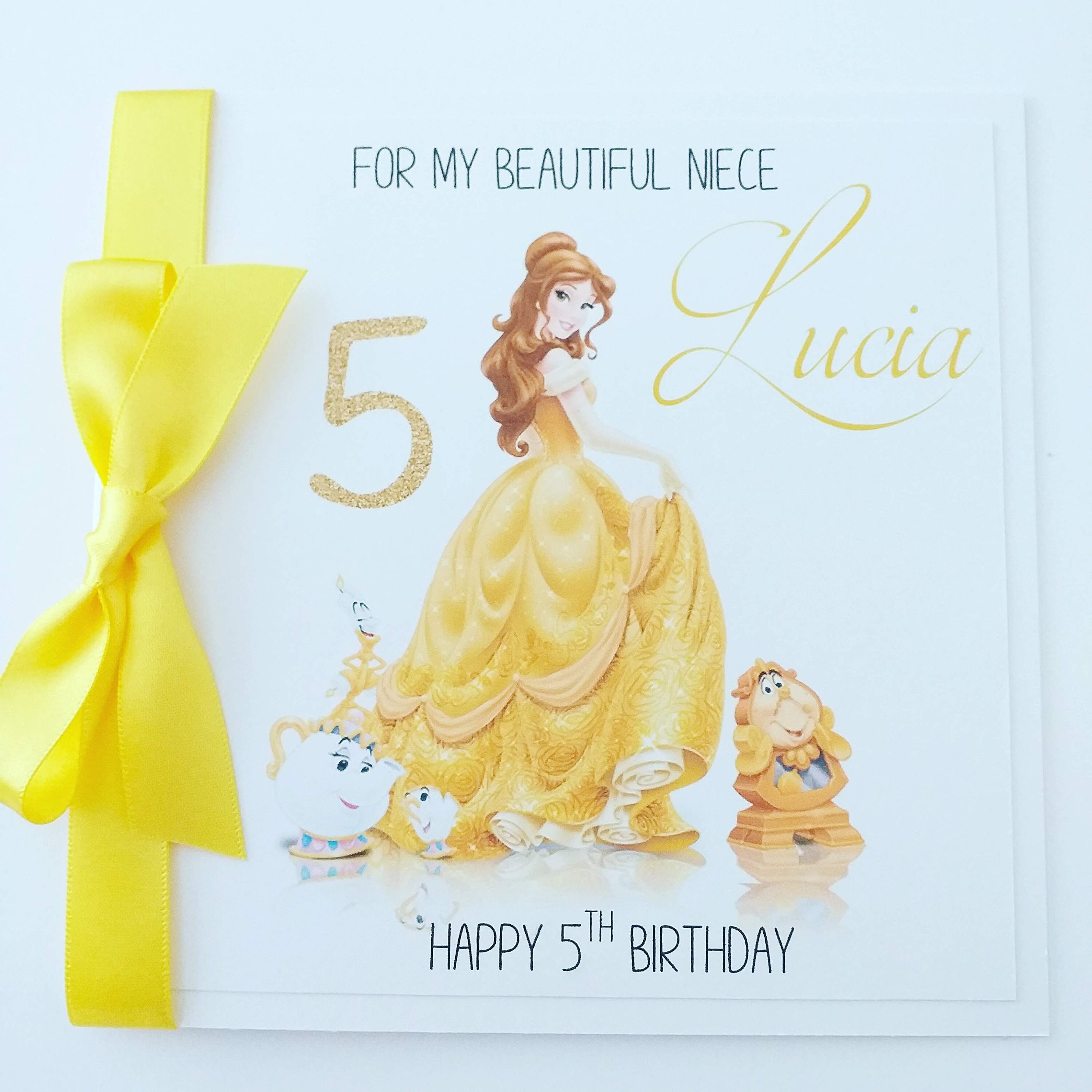 Personalised Belle birthday card any age | Etsy