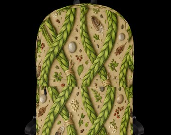 Sweetgrass Braids Backpack, Gift, Mother's Day, For Her, Beige Green Brown, Spring Style