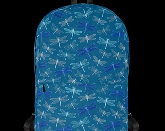 Blue Dragonfly Backpack, Spring Summer Style, Gift, For Her, Casual