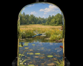 Dragonfly Pond Backpack, Gift, For Her, Forest Nature Print