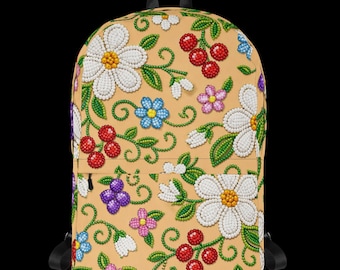 Beaded Floral Print Backpack, Gift, Pow Wow, For Her Bag, Casual, Spring Style