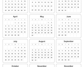 2026 Kalender, eine Seite druckbar (PDF-Download)