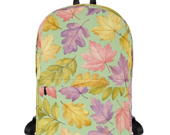 Leaf Print Backpack, Gift, For Her, Water-Resistant, Laptop Pocket