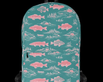 Fish Print Backpack, Perch Sunfish Pickerel, Gift, For Her, Fishing Bag