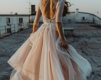 Polka dots wedding dress