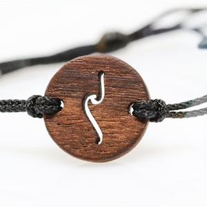 Wave Bracelet with Motivational Message/Lucky Charm/Wooden pendant/Personalized Gift/Nature lover/Surf/Sea/Summer/Water
