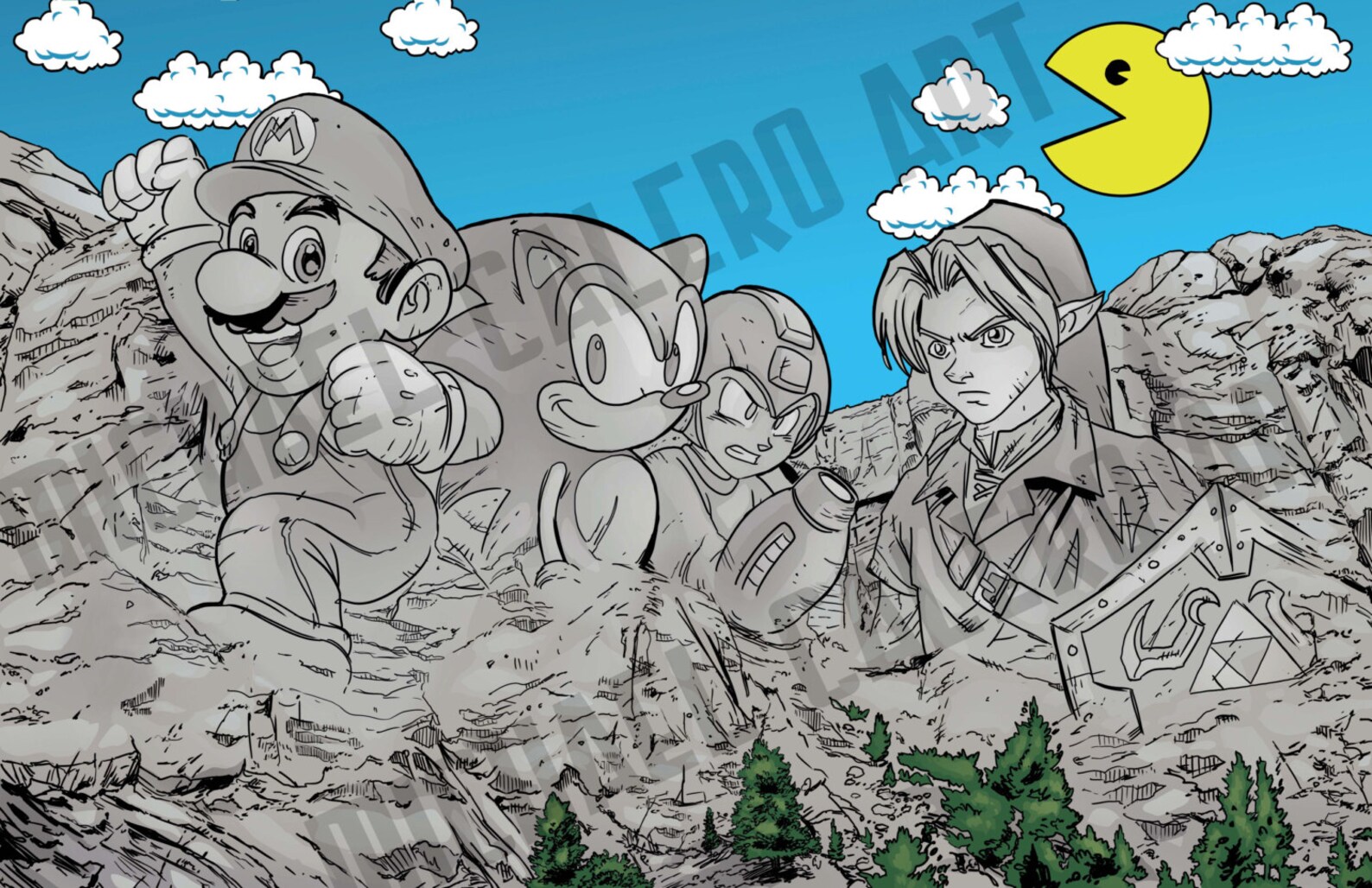 Video Game Mount Rushmore Mario Sonic the Hedgehog Etsy