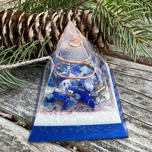 Orgonite® Pyramid with Lapis Lazuli, 2.25 inch