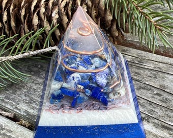 Orgonite® Pyramid with Lapis Lazuli, 2.25 inch