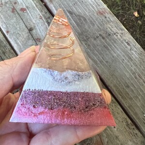 Orgonite® Pyramid with Rose quartz, 2.25 inch