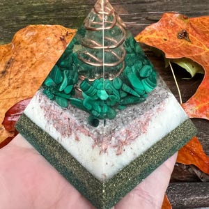 Orgonite® Pyramid with Malachite, 2.25 inch