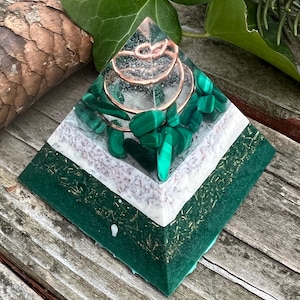 Orgonite® Pyramid with Malachite, 2.25 inch