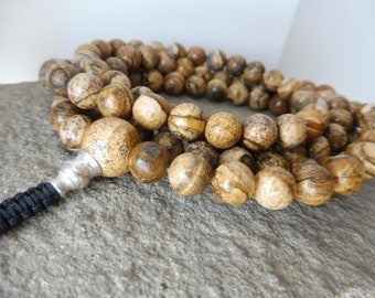 Buddhist Mala, Picture jasper mala beads 8 mm, Buddhist mala, Stone mala 108 , Buddhsit prayer beads, meditation necklace