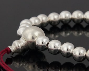 Srebrna mala buddyjska 108 koralików, mala do medytacji, koraliki buddyjskie 8 mm, srebrna mala, mala do medytacji, mala do jogi japa