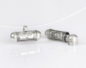 Silberner buddhistischer Anhänger Gau, 925 Sterlingsilber buddhistischer Anhänger, tibetische Box, buddhistischer Schmuck, tibetischer Schmuck, Mantra Amulett Gebet