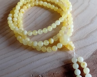 Amber Mala, Mala 108, Buddhist mala,baltic amber mala, white amber, meditation mala , 6 mm beads